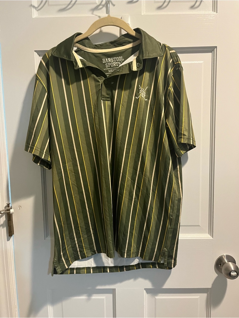 Barstool Golf Green Striped Polo Shirt